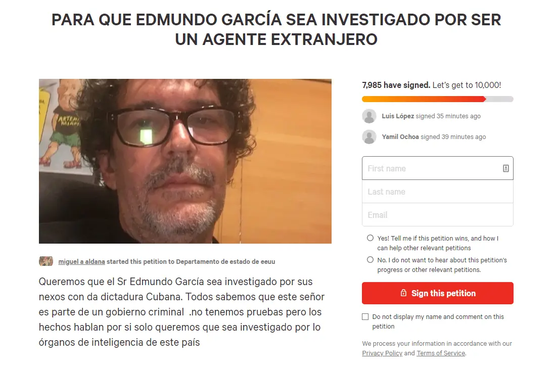 Petición para que Edmundo García sea investigado por ser un agente extranjero