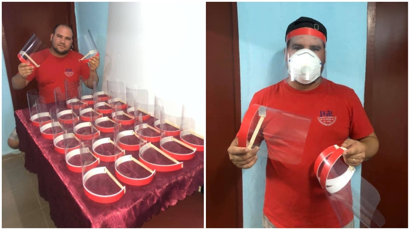 Artesano cubano fabrica caretas faciales para donar al personal médico que combate el coronavirus en la Isla