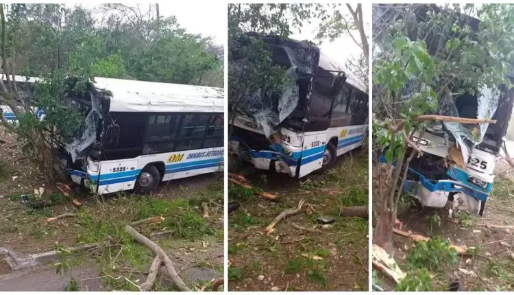 Un violento accidente ocurrido esta madrugada cercano a la entrada del municipio Alamar, en La Habana, dejó casi destruido este omnibus del transporte publico y a sus pasajeros, casi todos chóferes, con heridas, pero sin lamentar la perdida de vidas humanas.