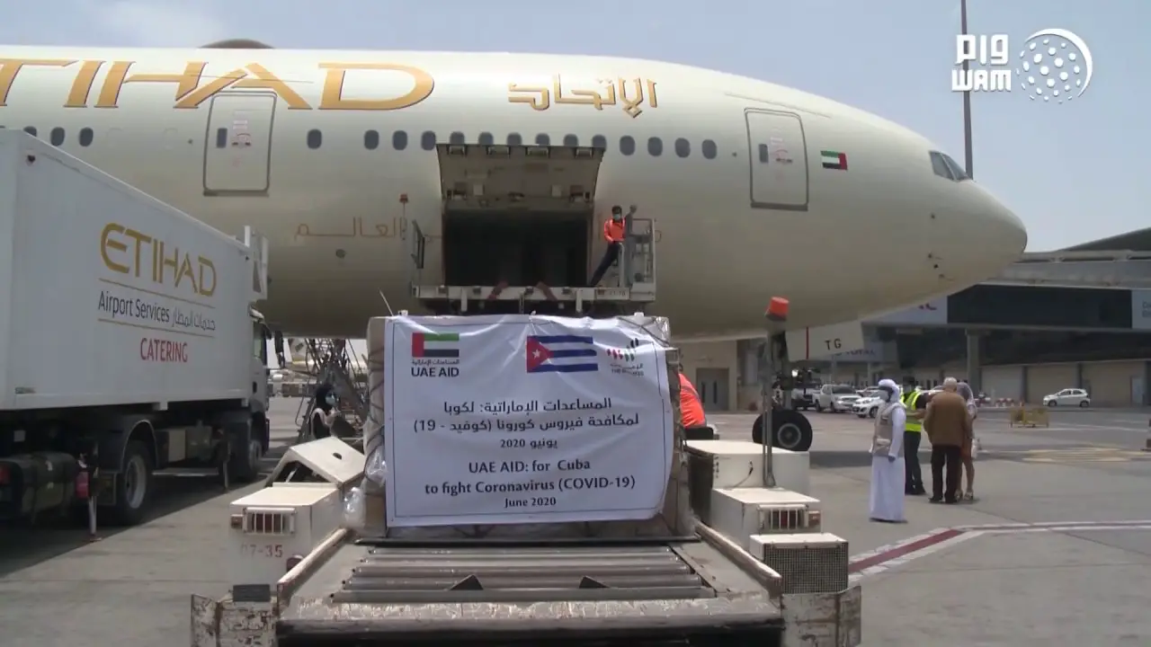 Cuba recibe avión con ocho toneladas de productos médicos donados por los Emiratos Árabes