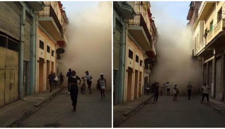 IMPRESIONANTE!! Queda captado en video el derrumbe de un edificio en La Habana Vieja