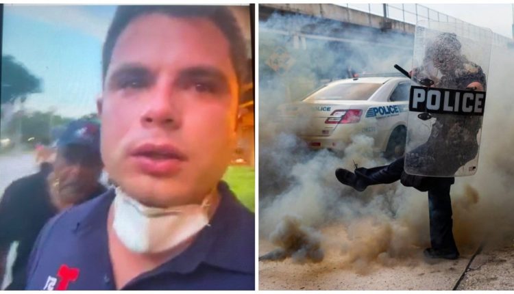 Yusnaby Pérez y Mario Vallejo afectados por gases lacrimógenos en protestas de Miami