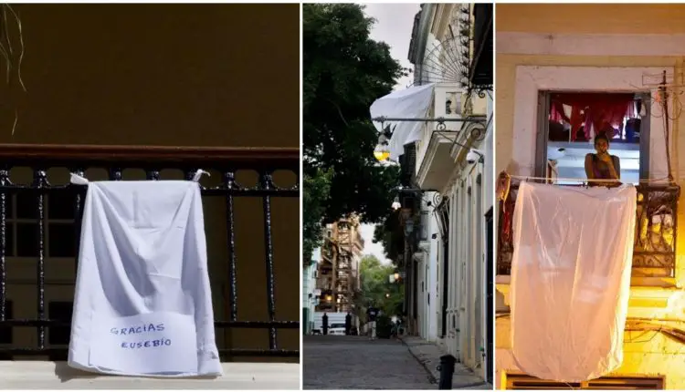 Balcones en La Habana se llenan de sábanas blancas en homenaje póstumo a Eusebio Leal