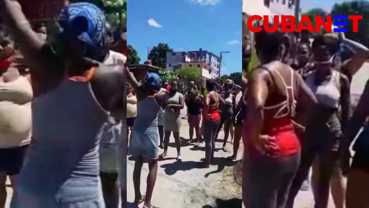Cubanas se lanzan a la calle en La Habana para exigir el fin de la cuarentena en Arroyo Naranjo