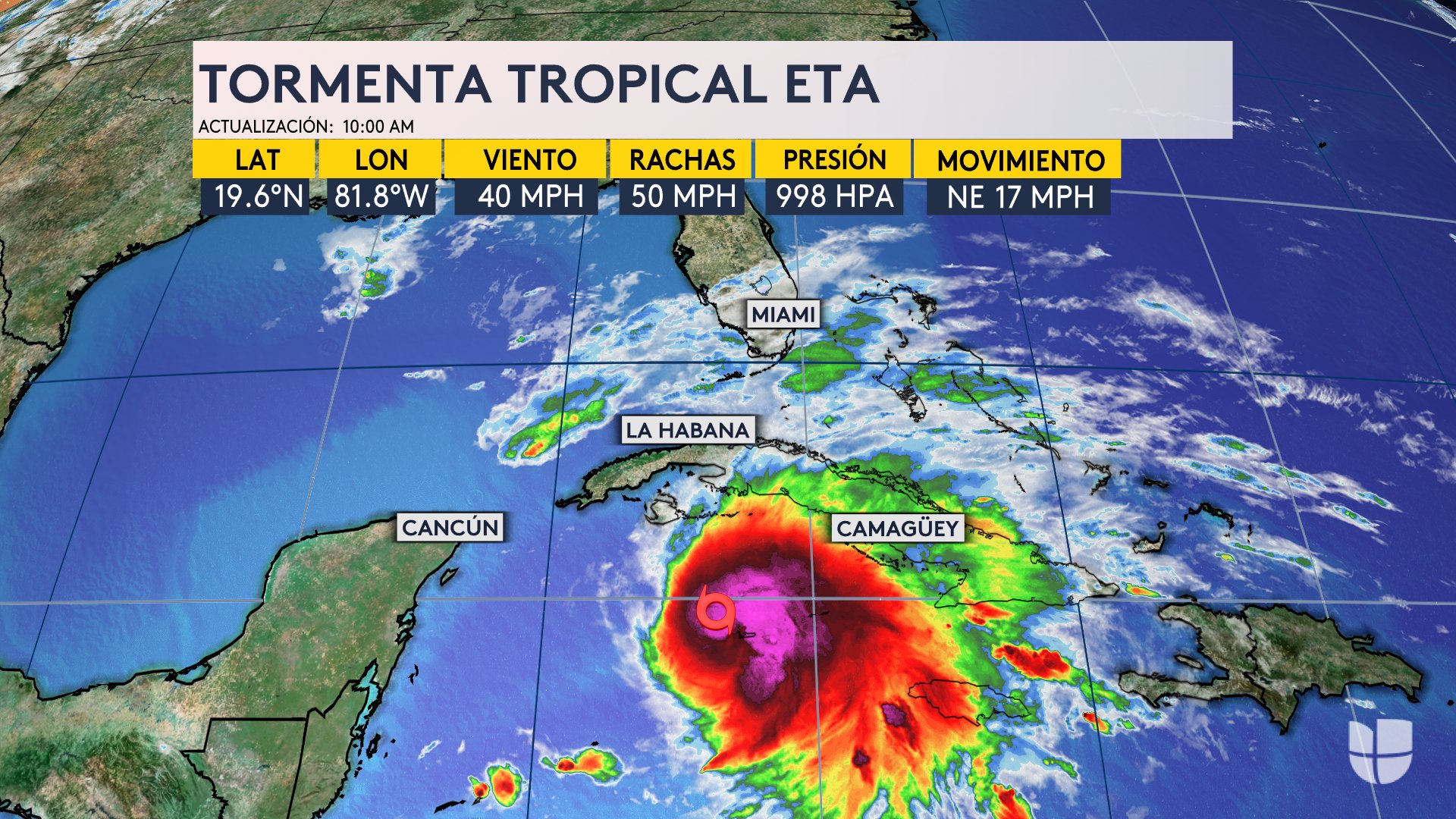 Eta ya es una tormenta tropical y amenaza con llegar a Cuba con una potencia cercana a la de un huracán