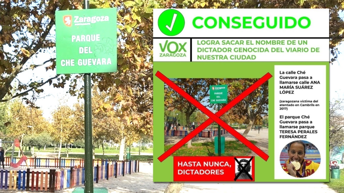 Partido político español VOX logra que le retiren el nombre del Che a una importante plaza y a una de las calles principales de Zaragoza