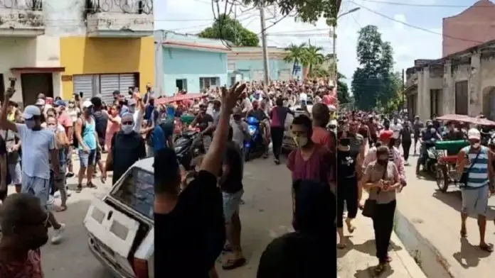 Miles de cubanos se tiran a las calles de San Antonio de los Baños a gritos de 