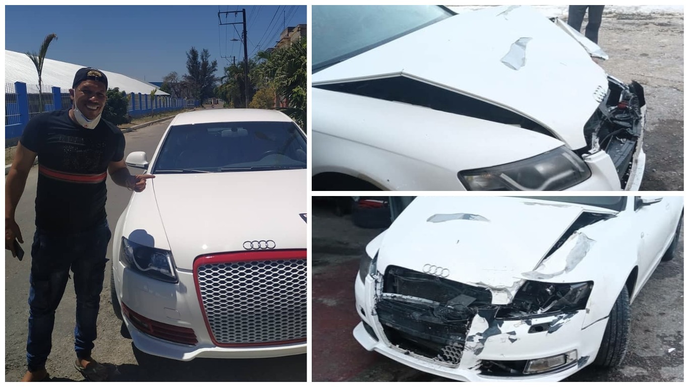 Limay Blanco sufre aparatoso accidente de tránsito en La Habana y su automóvil Audi queda hecho pedazos