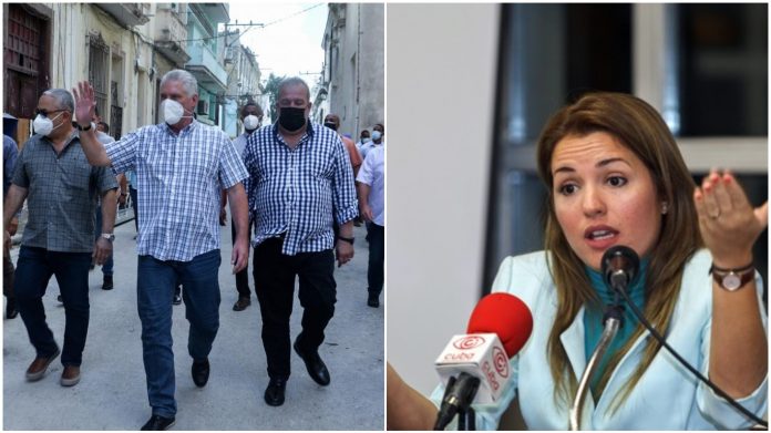 Periodista oficialista Cristina Escobar encara a Díaz-Canel y le pide que saque a los dirigentes de las reuniones y los envíe a la calle para ver la realidad del pueblo