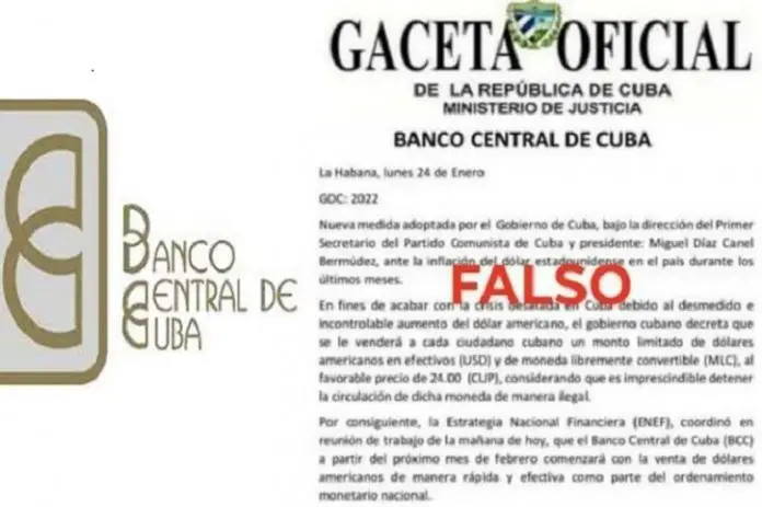 Banco Central de Cuba desmiente supuesta venta de divisas a la población