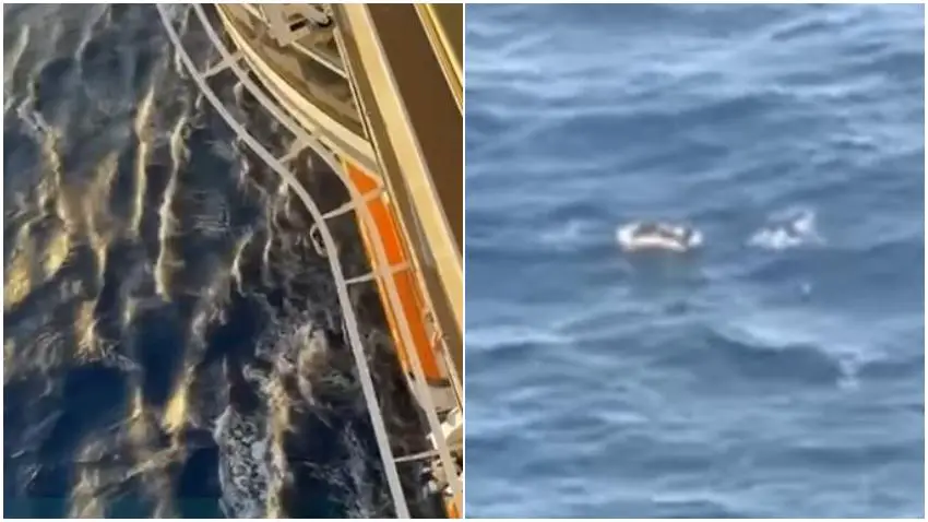 Balseros cubanos son rescatados por un crucero en alta mar