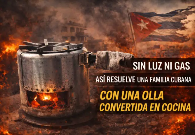 Sin luz ni gas: así resuelve una familia cubana con una olla convertida en cocina de carbón