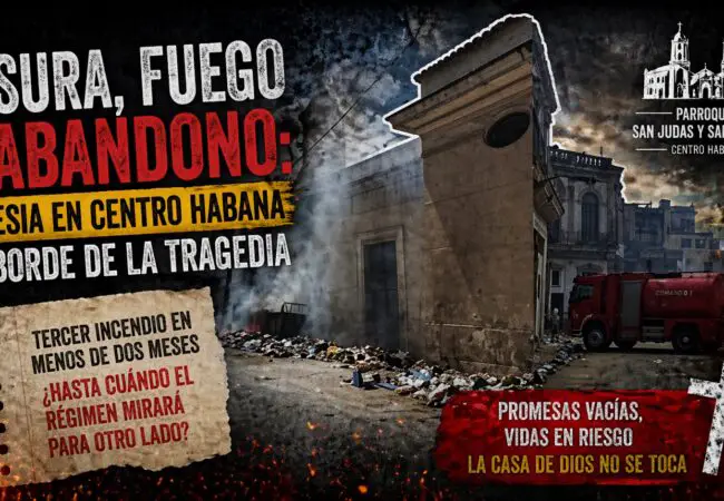 Basura, fuego y abandono: iglesia en Centro Habana al borde de la tragedia por un incendio
