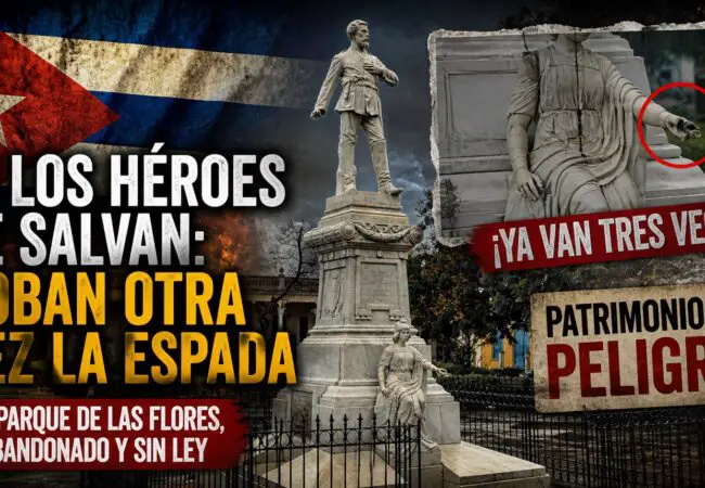 Ni los héroes se salvan: roban otra vez la espada a la estatua del Mayor Feneral Julio Grave de Peralta en pleno centro de Holguín