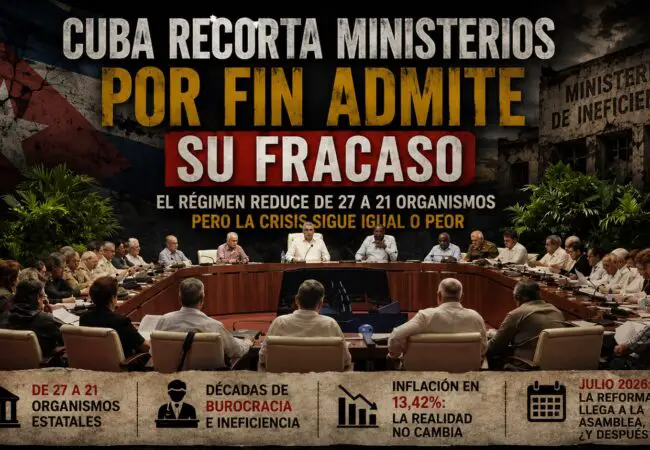 Régimen cubano confirma la eliminación de 6 de los 27 Ministerios que conforman la Administración Central del Estado