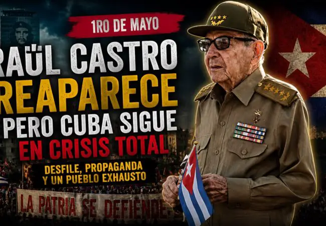 Un Raúl Castro demacrado encabeza acto por el 1ro de Mayo frente al Embajada de EEUU en La Habana