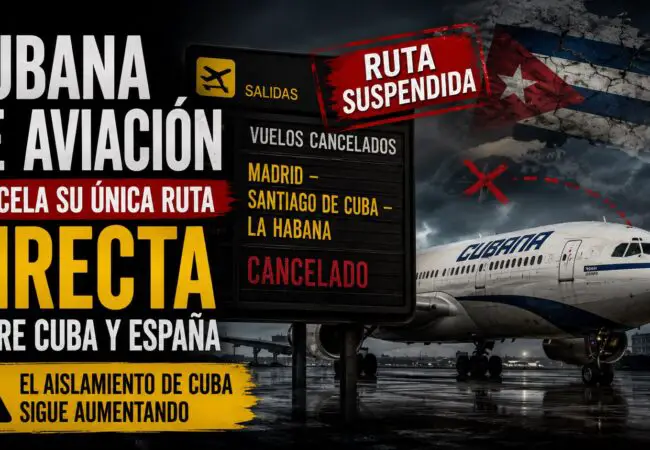 Cubana de Aviación anuncia la cancelación de su único vuelo existente que conectaba España con Cuba