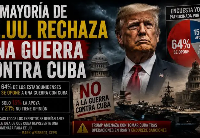 Encuesta de YouGov revela que la mayoría de los estadounidenses no quieren que Trump empiece una guerra contra Cuba
