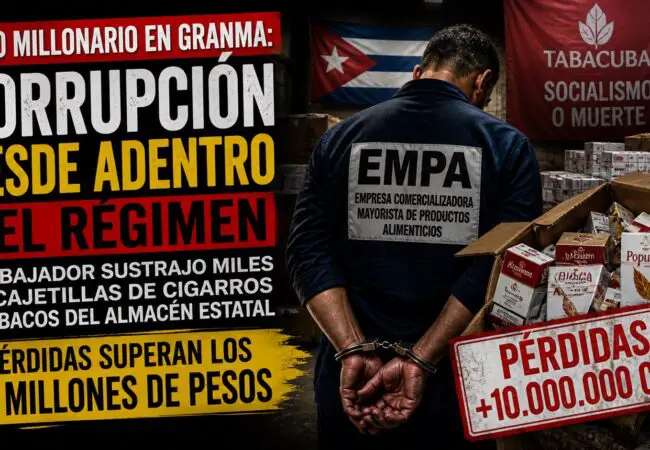 Arrestan trabajador estatal en Granma por robo de casi 10 millones de pesos en cajetillas de cigarros y tabacos